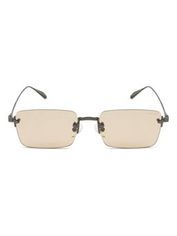 Opium Eyewear - Unisex Brown Polycarbonate Lenses Gunmetal Frame Rectangle Sunglasses