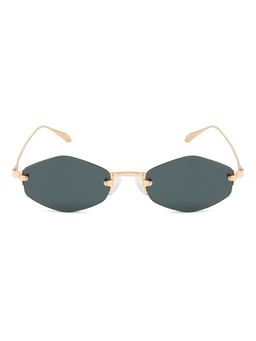 Opium Eyewear - Unisex Grey Polycarbonate Lenses Gold Frame Hexa Sunglasses