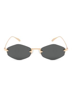 Opium Eyewear - Unisex Grey Polycarbonate Lenses Gold Frame Hexa Sunglasses