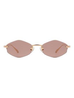 Opium Eyewear - Unisex Brown Polycarbonate Lenses Gold Frame Hexa Sunglasses