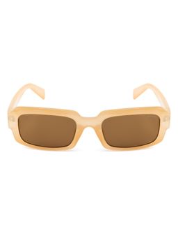 Opium Eyewear - Unisex Brown Polycarbonate Lenses Beige Frame Rectangle Sunglasses