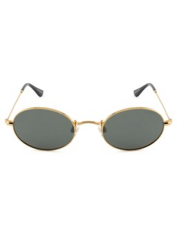 Opium Eyewear - Unisex Green TAC Lenses Gold Frame Oval Sunglasses