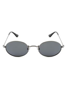 Opium Eyewear - Unisex Grey TAC Lenses Gunmetal Frame Oval Sunglasses