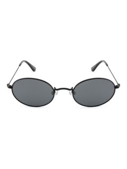 Opium Eyewear - Unisex Grey POLYCARBONATE Lenses Black Frame Oval Sunglasses