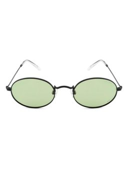Opium Eyewear - Unisex Green TAC Lenses Black Frame Oval Sunglasses