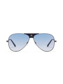 Opium Eyewear - Unisex Blue Polycarbonate Lenses Gunmetal Frame Aviator Sunglasses