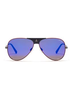 Opium Eyewear - Unisex Blue Polycarbonate Lenses Red Frame Aviator Sunglasses