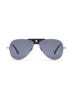 Opium Eyewear - Unisex Blue Tac Lenses Gold Frame Aviator Sunglasses