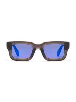 Opium Eyewear - Unisex Blue Polycarbonate Lenses Black Frame Square Sunglasses