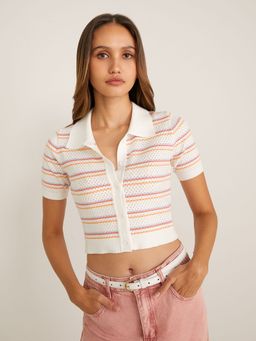 Pomelo - Knitted Polka Dot Top - Multi Color