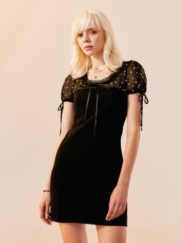 Pomelo - Semi See-Through Mini Dress - Black