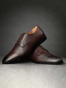 Louis Stitch - Brunette Brown Formal Lace-Up Derbies for Men
