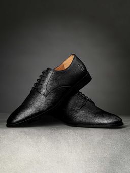 Louis Stitch - Jet Black Formal Lace-Up Derbies for Men