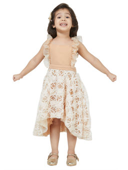 Tic Tac Toe Kids - Girls Pretty Beige High-low Elegant Dress