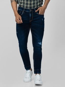 Spykar - Men Dark Blue Cotton Slim Fit Tapered Length Jeans (Kano)