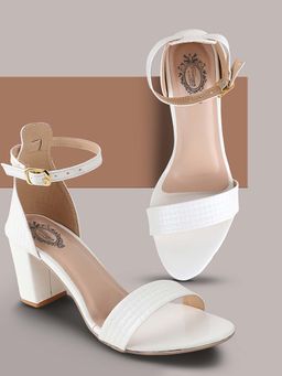 Shoetopia - Women White Woven Design Heels
