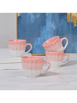 HomeTown - Emilia Ceramic Tea & Espresso Mug 100Ml Set Of 4 In Dusky Pink Colour