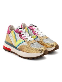 Saint G - Sequence Multi Gold Fabric Pu Leather Women Sneaker