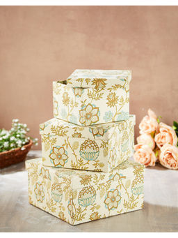 Fabindia - Cream Kumud Paper Gift Boxes (Pack of 3)