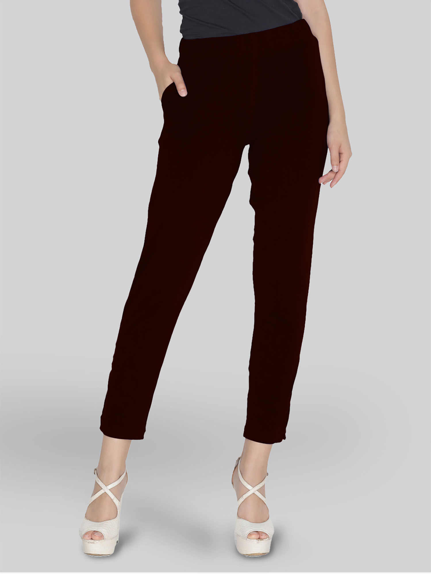 lyra Solid Coloured Free Size Kurti Pant for Women-Maroon-picture-25