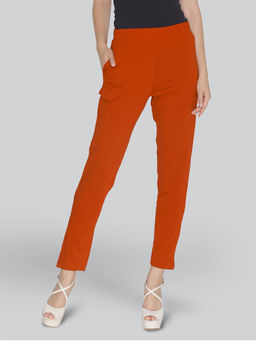 Lyra - Solid Coloured Free Size Kurti Pant for Women-Orange