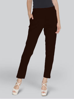 Lyra - Solid Coloured Free Size Kurti Pant for Women-Brown