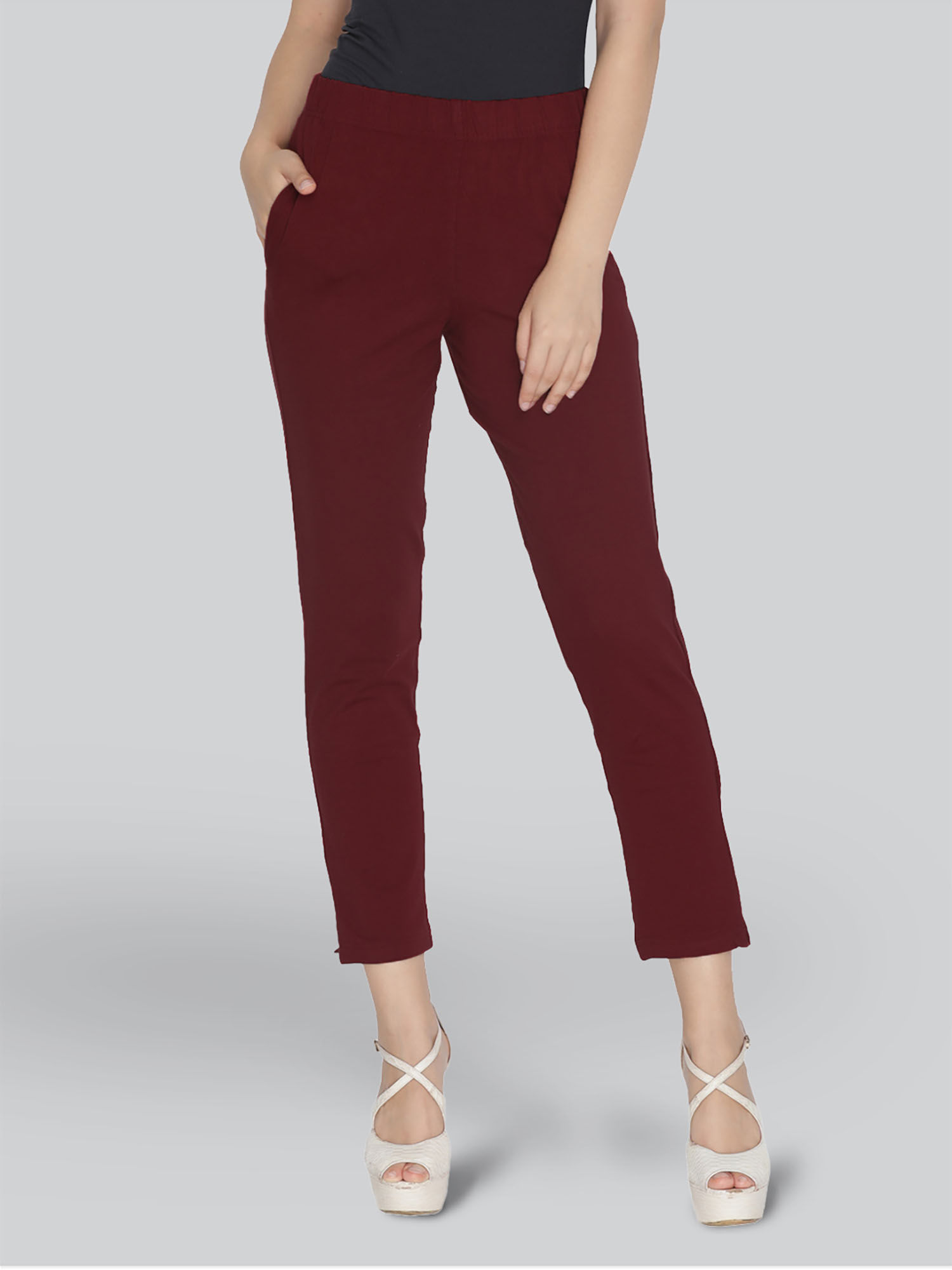 lyra Solid Coloured Free Size Kurti Pant for Women-Maroon-picture-21