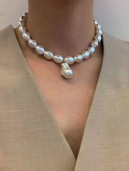 Yellow Chimes - White And Gold-Toned Pearls Choker Necklace