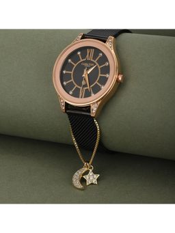 Carlton London - Gold-Toned Crystal Studded Star & Moon Shaped Watch Charm FJCH3306