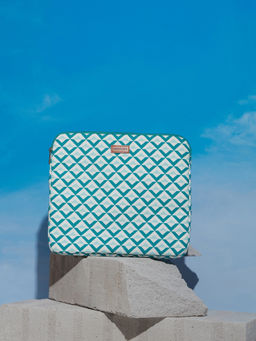 Pipa Bella by Nykaa Fashion - Quirky Teal Blue Geometric Jane Laptop Sleeve