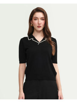 RAREISM - Contrast Tipped Johnny Collared Flat Knit Polo T-Shirt