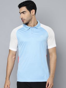 Alcis - Men Blue White Polo Collar Slim Fit T-shirt