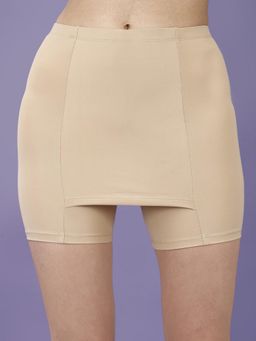 SOIE - Beige Mid Rise Above Knee Length Cycling Shorts with No V-Line