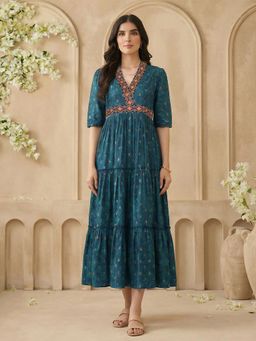 Globus - Teal Floral Midi Dress