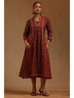 Soch - Maroon Printed Midi Dress