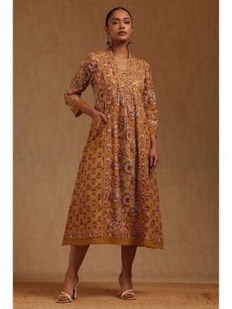 Soch - Mustard Printed Midi Dress