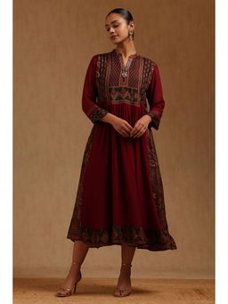 Soch - Wine Printed Midi Dress