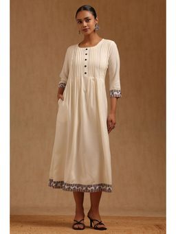 Soch - Off White Solid Midi Dress