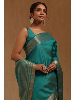Soch - Green Woven Saree with Unstitched Blouse