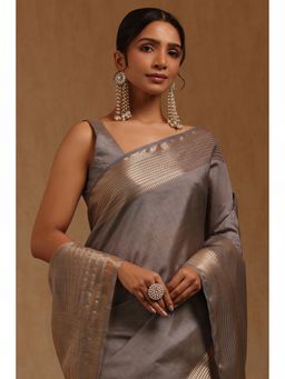 Soch - Grey Woven Saree with Unstitched Blouse