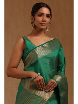 Soch - Green Woven Saree with Unstitched Blouse