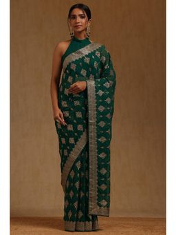 Soch - Green Embellished Saree with Unstitched Blouse