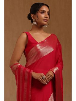 Soch - Pink Woven Saree with Unstitched Blouse