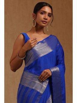 Soch - Blue Woven Saree with Unstitched Blouse