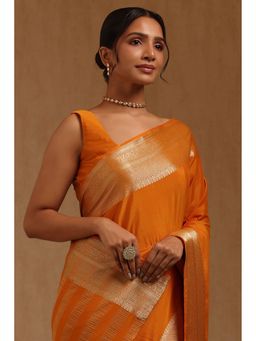 Soch - Mustard Woven Saree with Unstitched Blouse