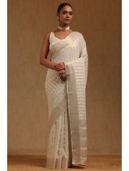 Soch - Cream Stripes Saree with Unstitched Blouse