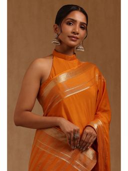 Soch - Mustard Woven Saree with Unstitched Blouse