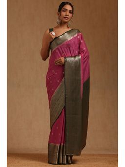 Soch - Magenta Woven Saree with Unstitched Blouse