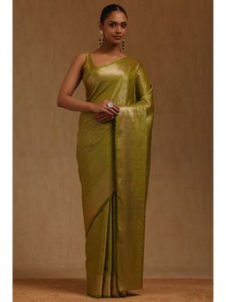 Soch - Green Woven Saree with Unstitched Blouse
