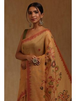 Soch - Beige Woven Saree with Unstitched Blouse